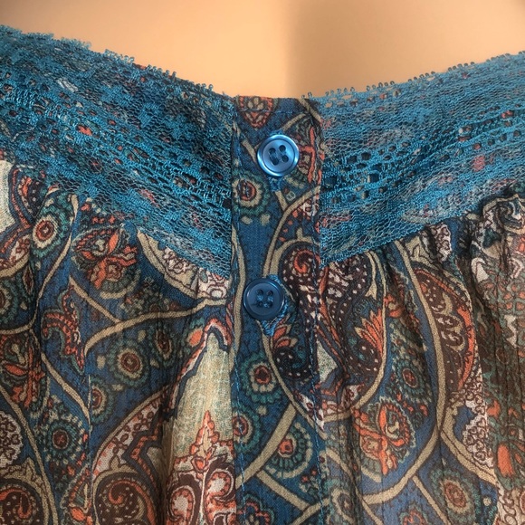 Semi sheer boho glam tank blouse, L - Picture 3 of 10